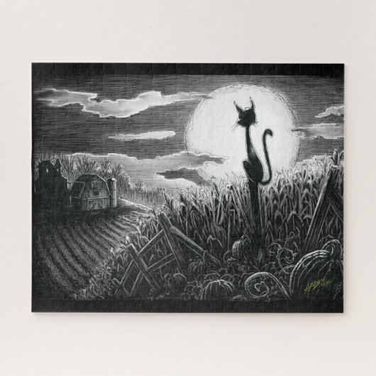Boo Kitty im Mondlicht Jigsaw Puzzle (Horizontal)