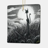 Boo Kitty im Mondlicht Keramik Ornament (Links)