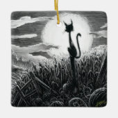 Boo Kitty im Mondlicht Keramik Ornament (Vorderseite)