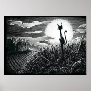 Boo Kitty im Mondlicht-Poster Poster