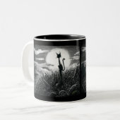 Boo Kitty im Mondlicht Zwei-Tone-Kaffee-Tasse Zweifarbige Tasse (Vorderseite Links)
