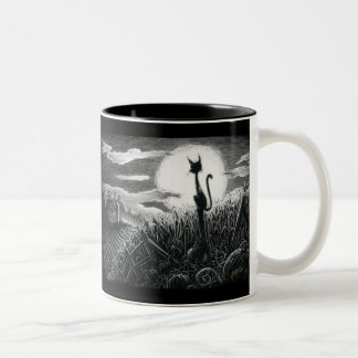Boo Kitty im Mondlicht Zwei-Tone-Kaffee-Tasse Zweifarbige Tasse
