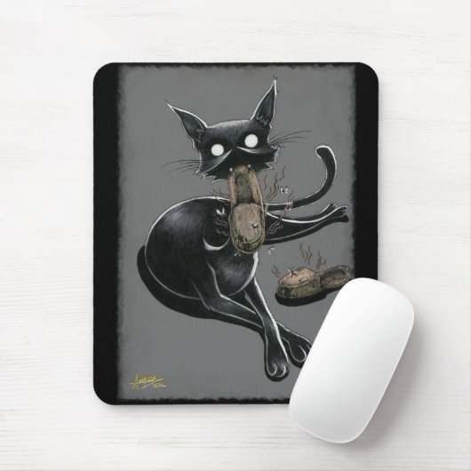 Boo Kitty isst Slippers Mouse Pad Mousepad (Mit Mouse)
