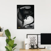 Boo Kitty mit einem Dizzy Bat Poster (Heimbüro)