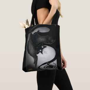 Boo Kitty mit einem Dizzy Bat Tote Bag Tasche