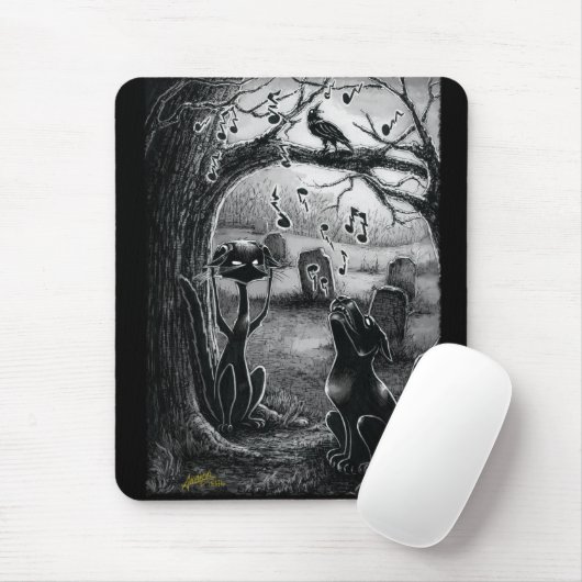 Boo Kitty, Music Critic Mouse Pad Mousepad (Mit Mouse)