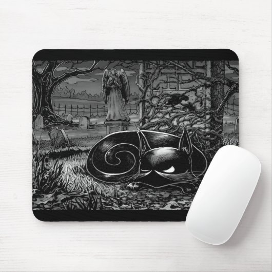 Boo Kitty Nickerchen in einem Friedhof Mouse Pad Mousepad (Mit Mouse)