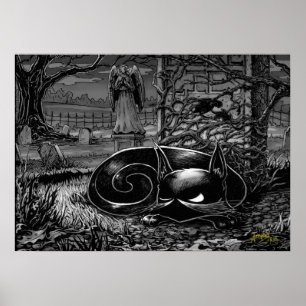 Boo Kitty Nickerchen in einem Friedhof Poster