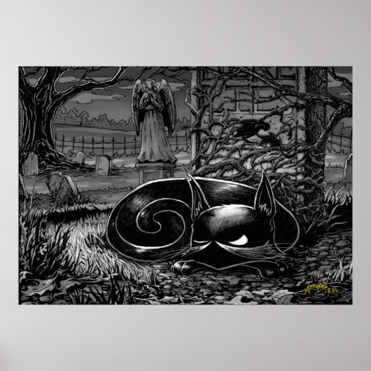 Boo Kitty Nickerchen in einem Friedhof Poster (Vorne)