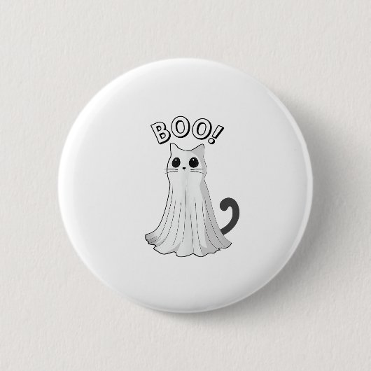 Boo Kitty Niedlich Ghost Cat Halloween Spooky Kitt Button (Vorderseite)