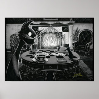Boo Kitty Plays Cards Poster