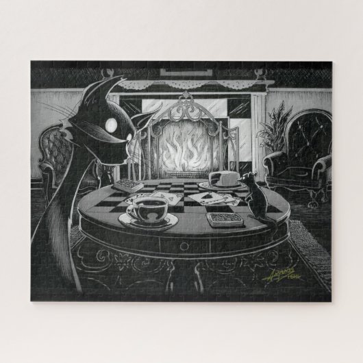 Boo Kitty Plays Karten Jigsaw Puzzle (Horizontal)