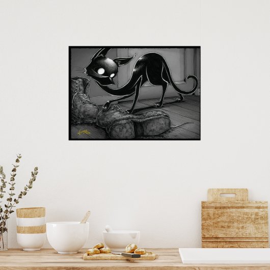 Boo Kitty pokes ein Boot Poster (Küche)