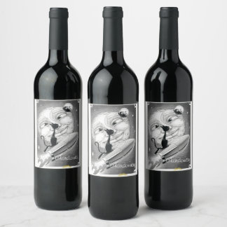 Boo Kitty Rockets zum Moon Wine Label Weinetikett