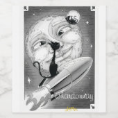 Boo Kitty Rockets zum Moon Wine Label Weinetikett (Einzelnes Label)