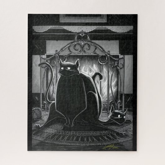 Boo Kitty setzt sich auf das Jigsaw Puzzle (Vertikal)