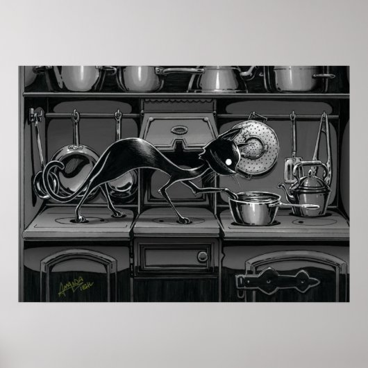 Boo Kitty sieht, was Kochen Poster ist (Vorne)