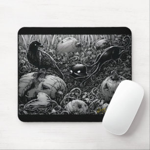 Boo Kitty stalks a Raven Mouse Pad Mousepad