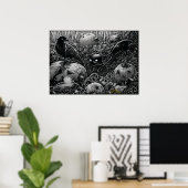 Boo Kitty stalks a Raven Poster (Heimbüro)