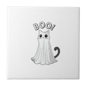 Boo Kitty Süße Geist Katze Halloween Gruselige Kät Fliese