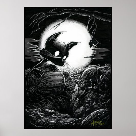 Boo Kitty überwacht ein Dig Poster (Vorne)