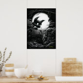 Boo Kitty überwacht ein Dig Poster (Küche)