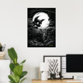 Boo Kitty überwacht ein Dig Poster (Heimbüro)