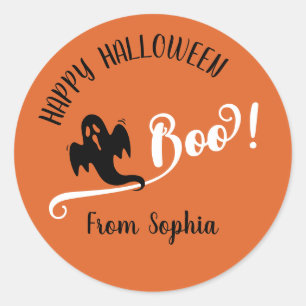 Boo Kleiner Geist Frohes Halloween Orange Runder Aufkleber