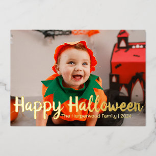 Boo Kürbis Jack-o-Laterne glückliches Halloween-Fo Folien Feiertagskarte