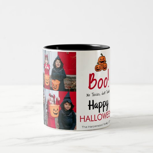 Boo Kürbiskürbis Jack-o-Laterne glückliches Hallow Zweifarbige Tasse (Mittel)