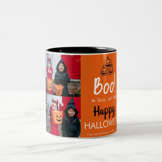 Boo Kürbiskürbis Jack-o-Laterne glückliches Hallow Zweifarbige Tasse (Mittel)