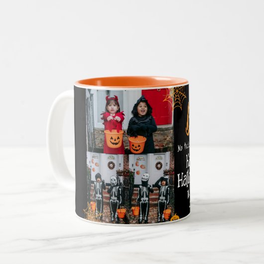 Boo-Kürbiskürbis-Jack-o-Laterne Halloween FotoColl Zweifarbige Tasse (Vorderseite Links)