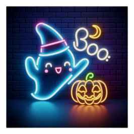 BOO Lazy Halloween Ghost Poster