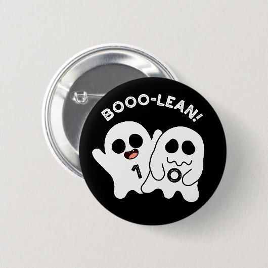 Boo-lean Funny Computer Ghost Boolean Pun Dark BG Button (Vorne & Hinten)