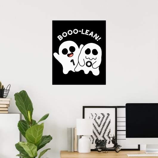 Boo-lean Funny Computer Ghost Boolean Pun Dark BG Poster (Heimbüro)