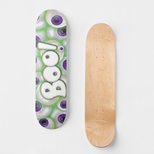 Boo Letting Lila glühende Monster Eyeballs Skateboard (Vorderseite)