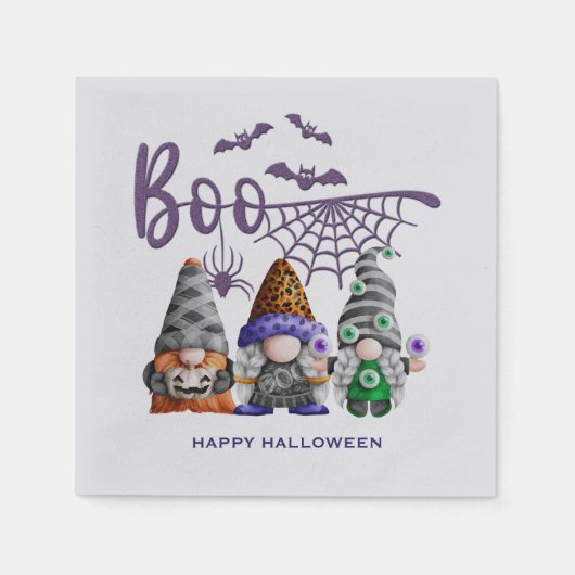 Boo Lila Glitzer Halloween Gnomes Serviette (Vorderseite)