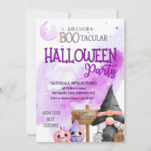 BOO lila Gnome Aquarell Kinder Halloween-Party Einladung (Vorderseite)