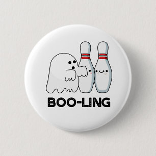 Boo-ling Funny Halloween Bowling Ghost Pun Button