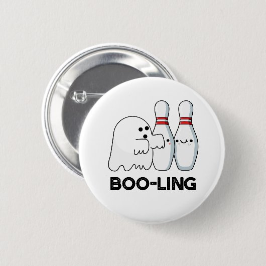 Boo-ling Funny Halloween Bowling Ghost Pun Button (Vorne & Hinten)