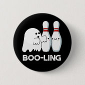 Boo-ling Funny Halloween Bowling Ghost Pun Dark BG Button (Vorderseite)