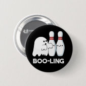 Boo-ling Funny Halloween Bowling Ghost Pun Dark BG Button (Vorne & Hinten)