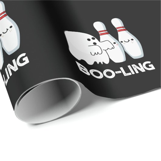Boo-ling Funny Halloween Bowling Ghost Pun Dark BG Geschenkpapier (Rolleneckpunkt)