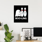Boo-ling Funny Halloween Bowling Ghost Pun Dark BG Poster (Heimbüro)