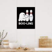 Boo-ling Funny Halloween Bowling Ghost Pun Dark BG Poster (Küche)