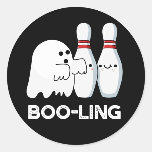 Boo-ling Funny Halloween Bowling Ghost Pun Dark BG Runder Aufkleber (Vorderseite)