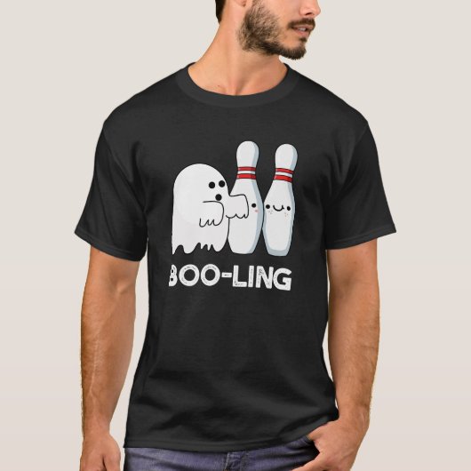 Boo-ling Funny Halloween Bowling Ghost Pun Dark BG T-Shirt (Vorderseite)