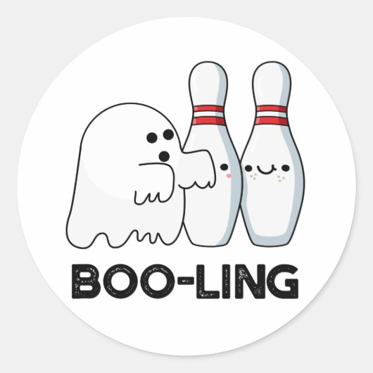 Boo-ling Funny Halloween Bowling Ghost Pun Runder Aufkleber (Vorderseite)