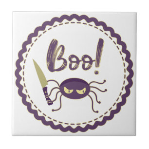 Boo lustige Halloween-Spielmesser-Hand Fliese