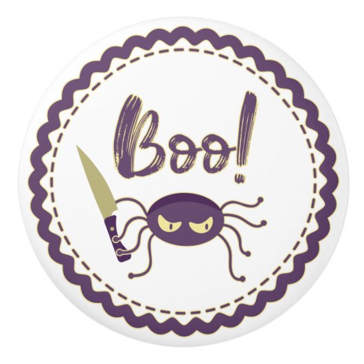 Boo lustige Halloween-Spielmesser-Hand Keramikknauf (Vorderseite)